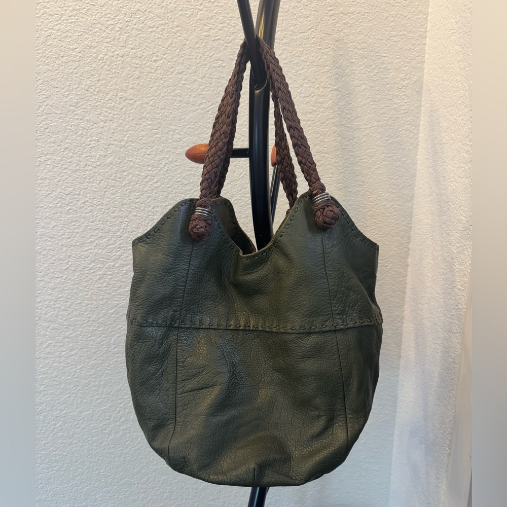 The Sak Green Leather Tote Bag